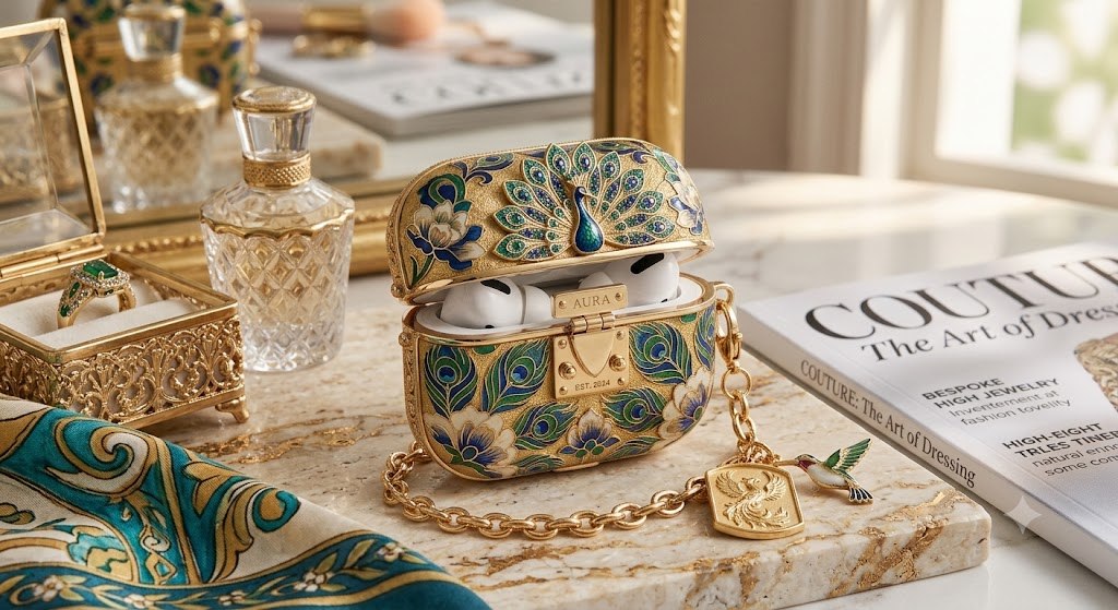 Emerald Peacock Jewel Case for AirPods